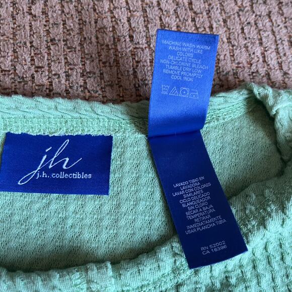 JH Collectibles Cardigan Jacket Size XL Lime Green Waffle Knit Button Up Pockets - Picture 6 of 9